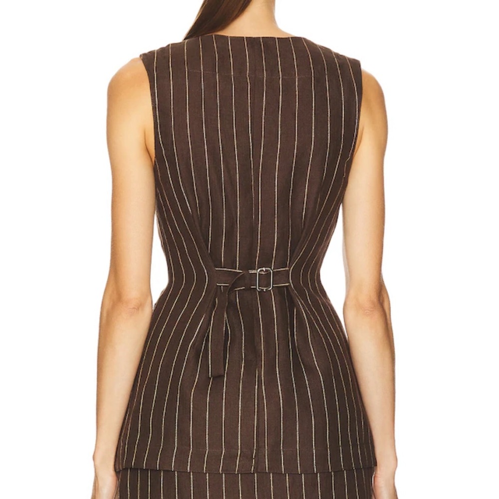 *NWT* Posse Emma Vest in Chocolate & Cream Pinstripe - Picture 3 of 5